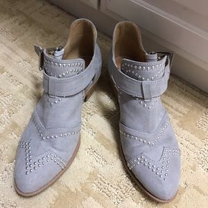 Gray Booties with Silver Stud Details